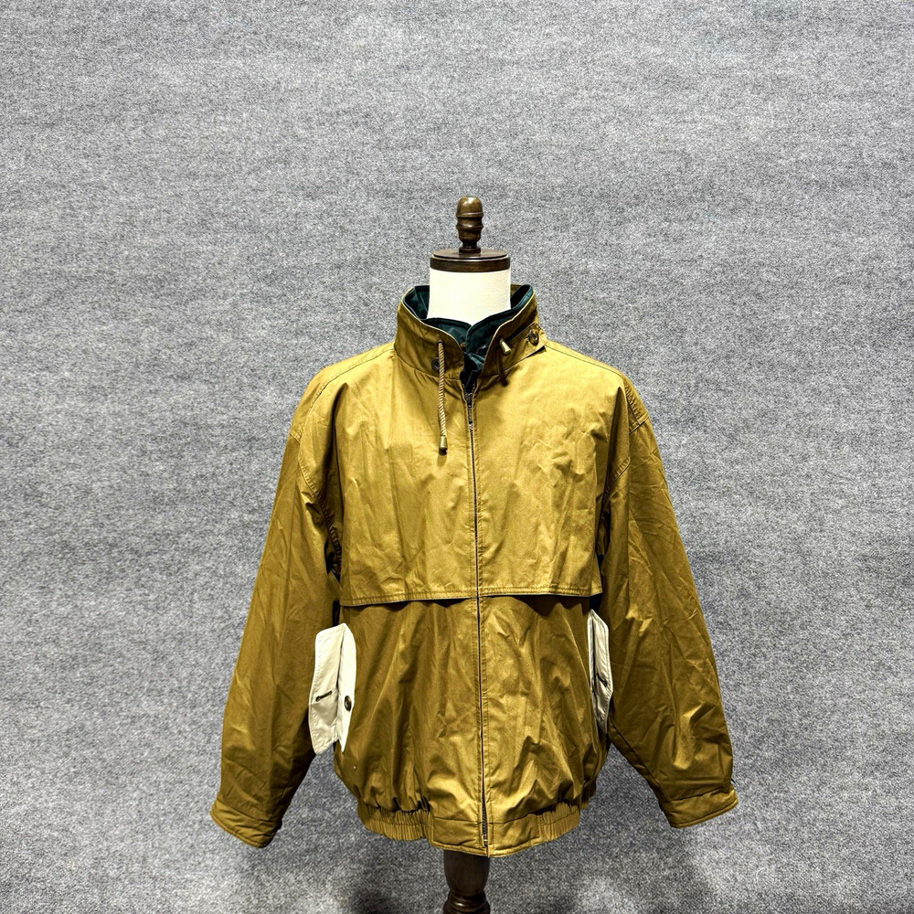 Vintage London Fog FOG Mens Jacket Tan Green Full Zip Bomber Windbreaker Korea